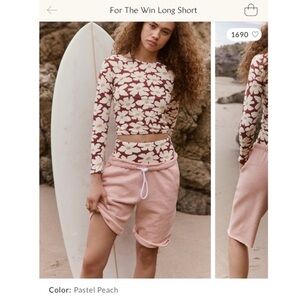 Free People Fp movement For The Win Long Shorts in Pastel Peach Sz XS NWOT